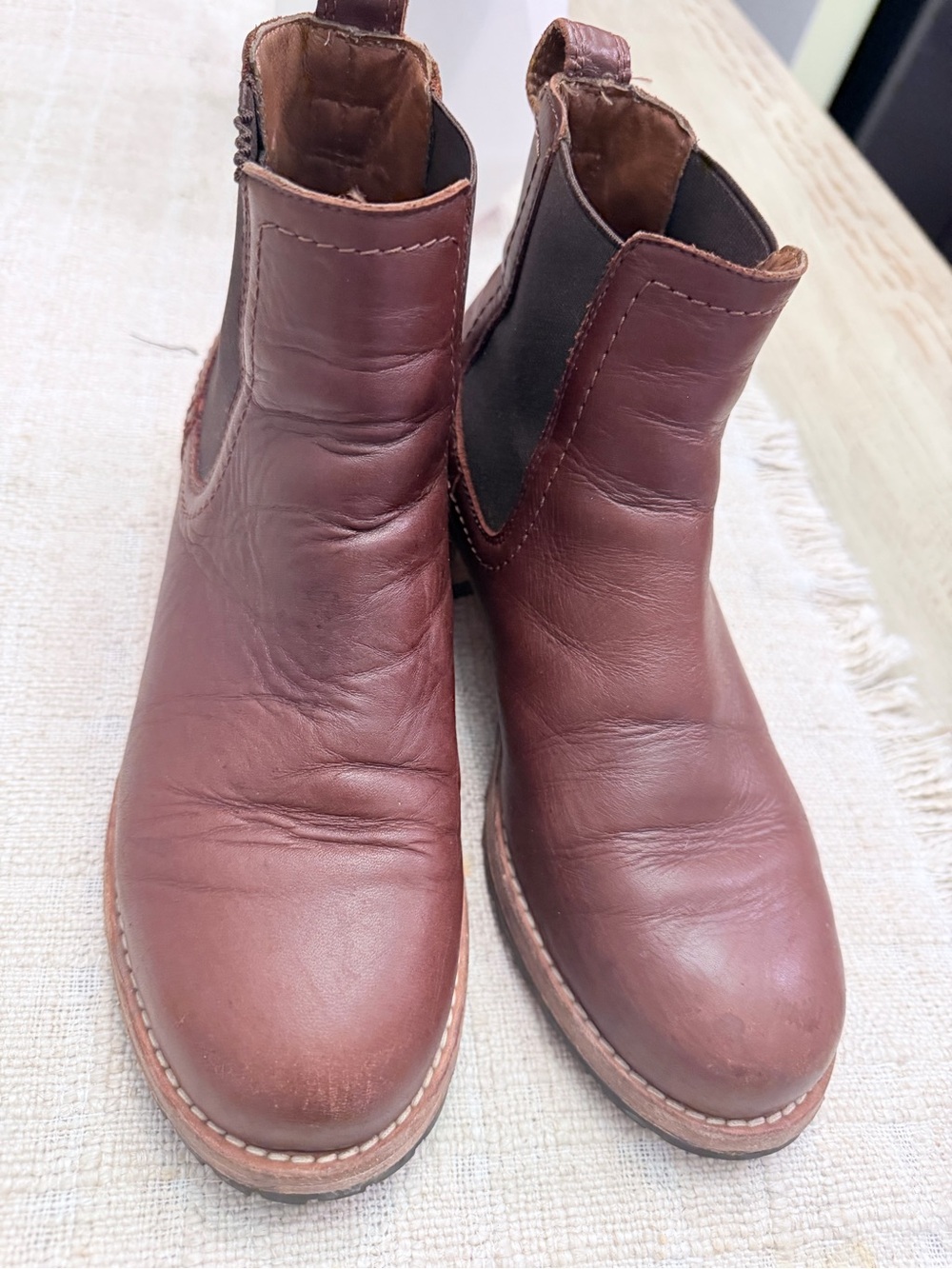Women's Brown Leather Chelsea Booties